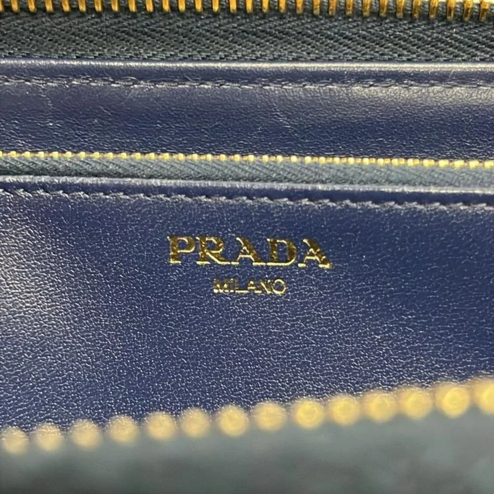 Prada Wallet Blue Zip Around Leather - Picture 5 of 6